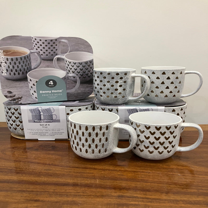 "Danny Home Grey Mugs, 4Pcs".