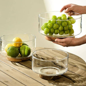 Modern Glass Bowl With Wooden Base