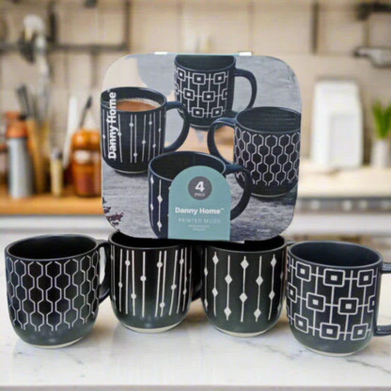 Danny Home™ 4 Pcs Classic Printed Mugs