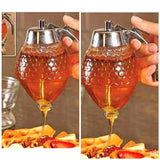 Crystal Glass Honey Dispenser Transparent Honey Storage Bottle Container