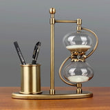 Metal Pen Holder Hourglass Timer