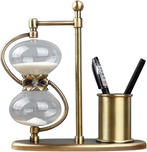 Metal Pen Holder Hourglass Timer