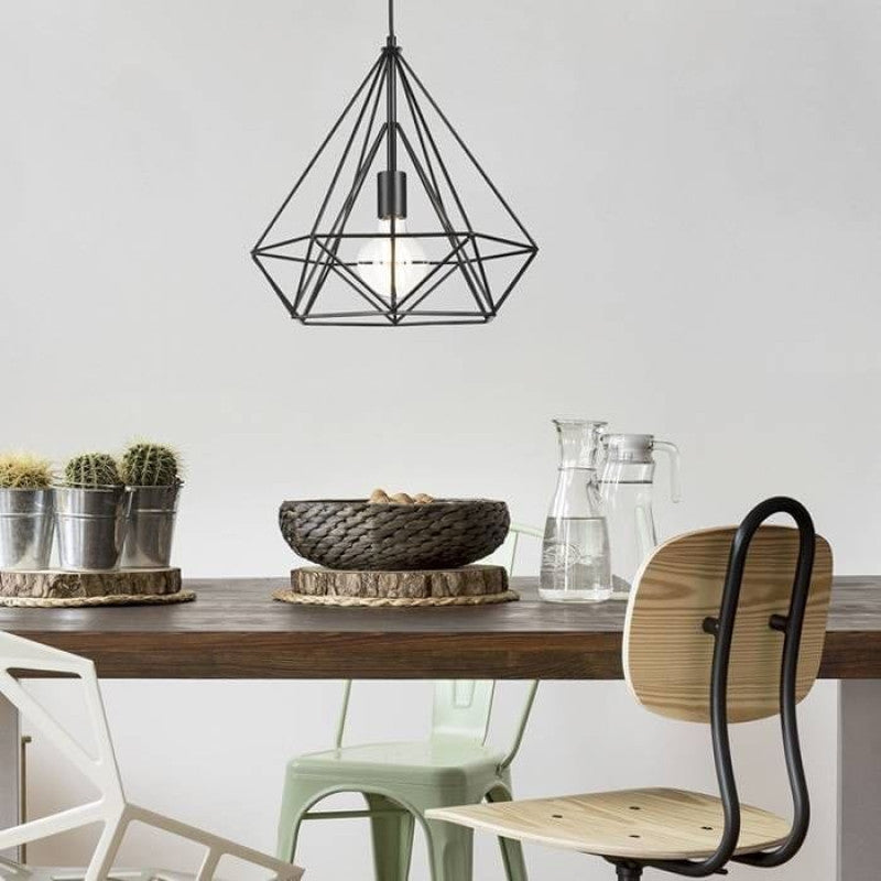 Sparkling Diamond Drop Pendant Lamp with vintage edison bulb