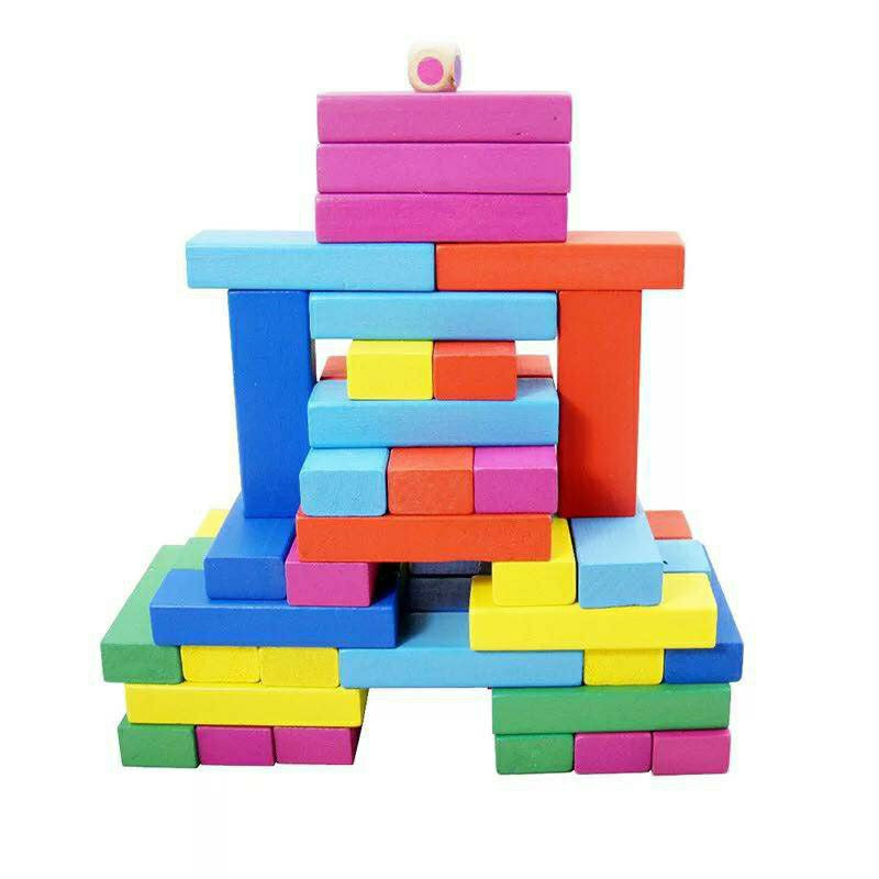 54 Wooden Blocks( Multicolor)