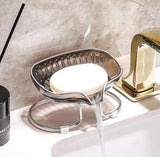 Acrylic soap holder with golden metal stand