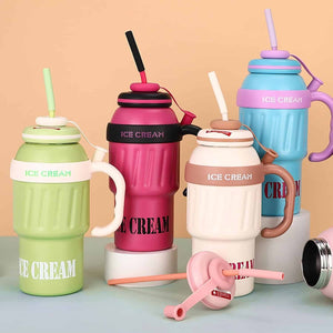 Tumbler 1000ml with Handle Straw