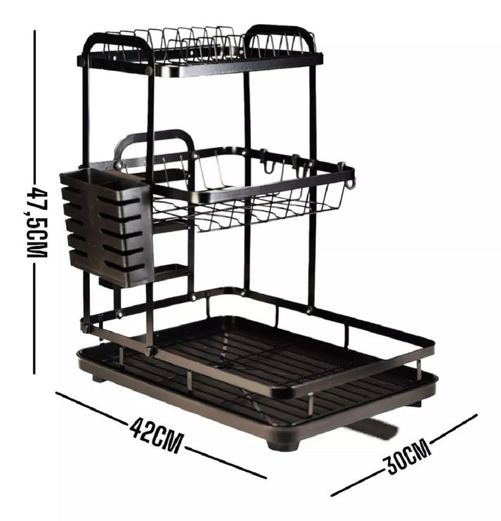 PREMIUM 3 LEVEL DISH DRYING RACK