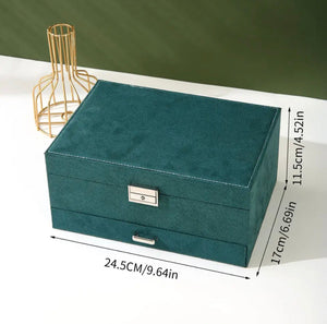 Large Capacity Jewelry Box with Lock, Premium Flannel Jewelry Box