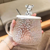 Bear Coffee Glass with Lid & Spoon