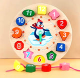 Kids Time Learning Clock, Montessori Wooden Clock