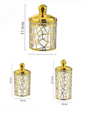 Set Of 3 Transparent Sealed Jar With Golden Lid