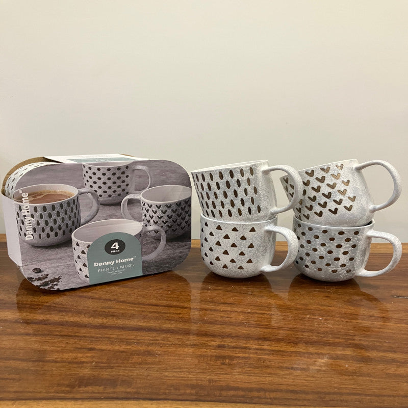 "Danny Home Grey Mugs, 4Pcs".