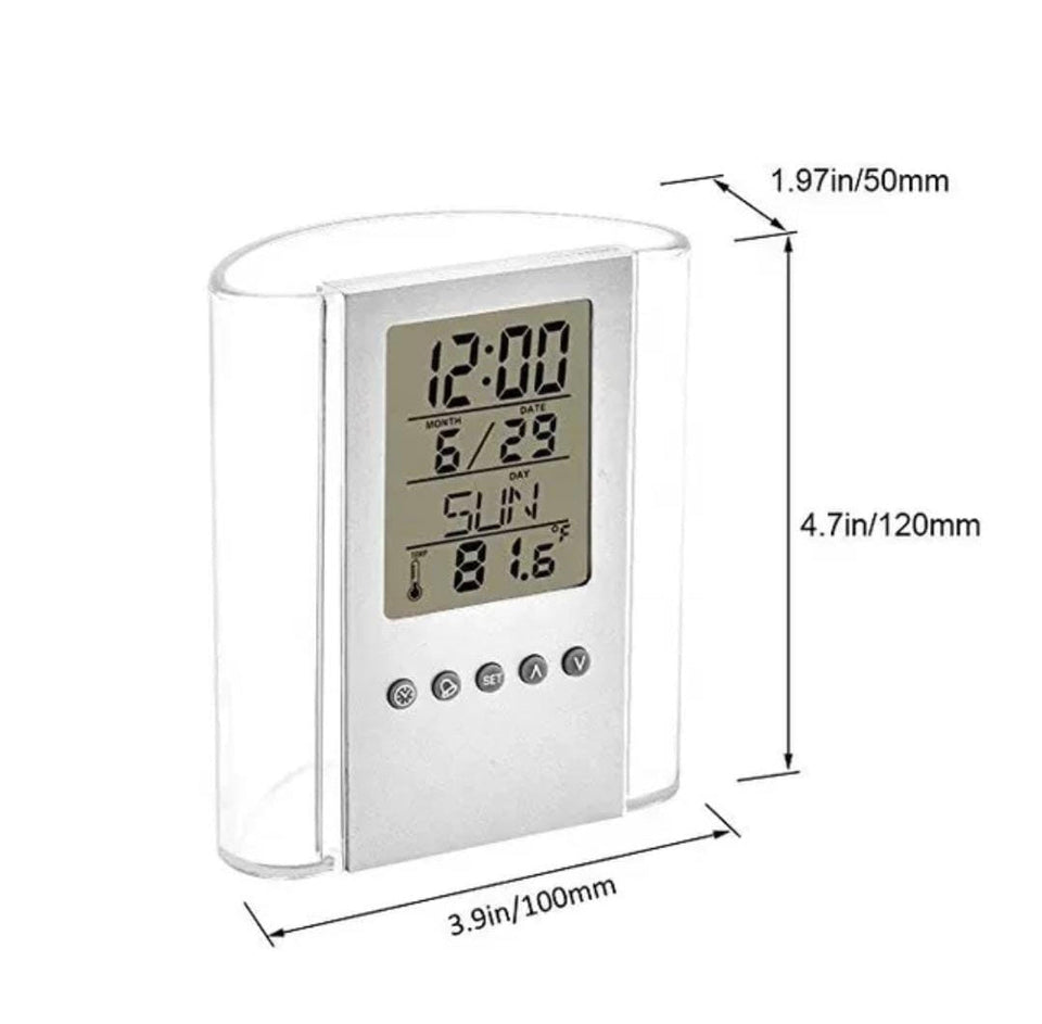 LCD Digital Alarm Clock Desk Pencil Pen Holder