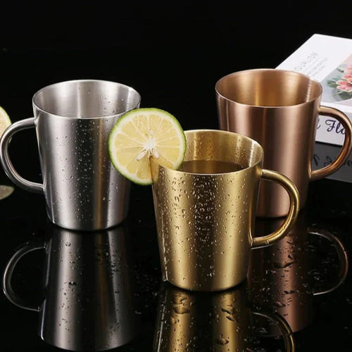 Golden Double Wall Coffee Mug