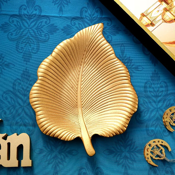 Golden Leaf Wooden Candy Tray