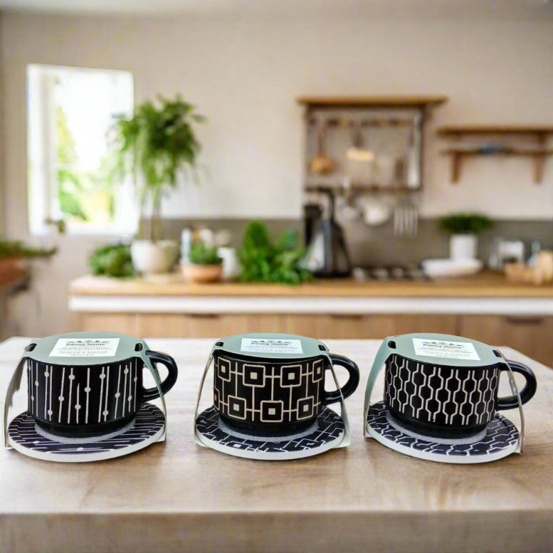 Danny Home™ Black Cup & Saucer Set, 3 Pcs"