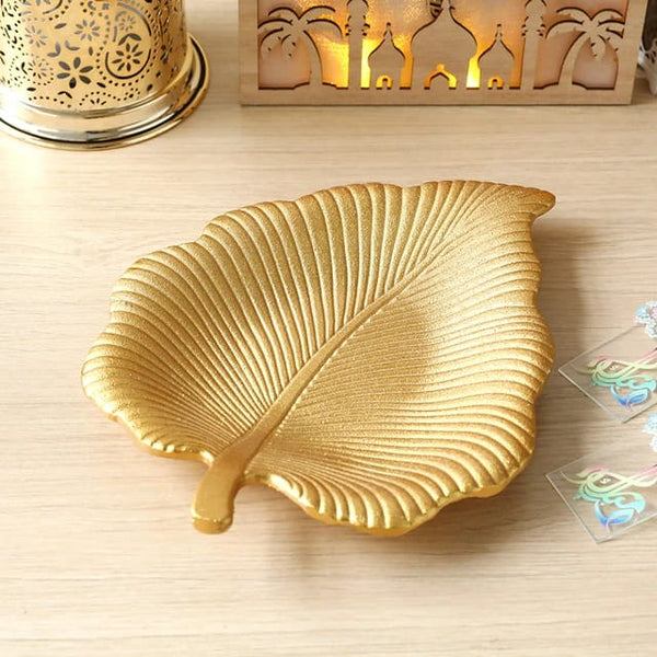 Golden Leaf Wooden Candy Tray