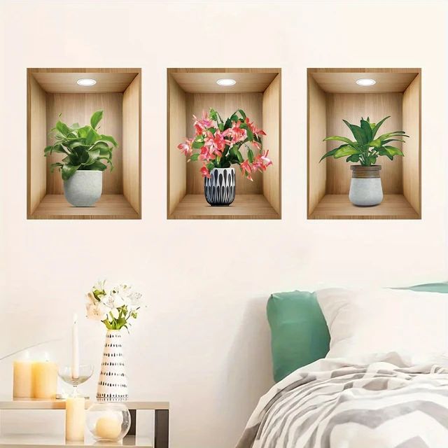 3pcs 3D Wall Paper Stickers Sheet