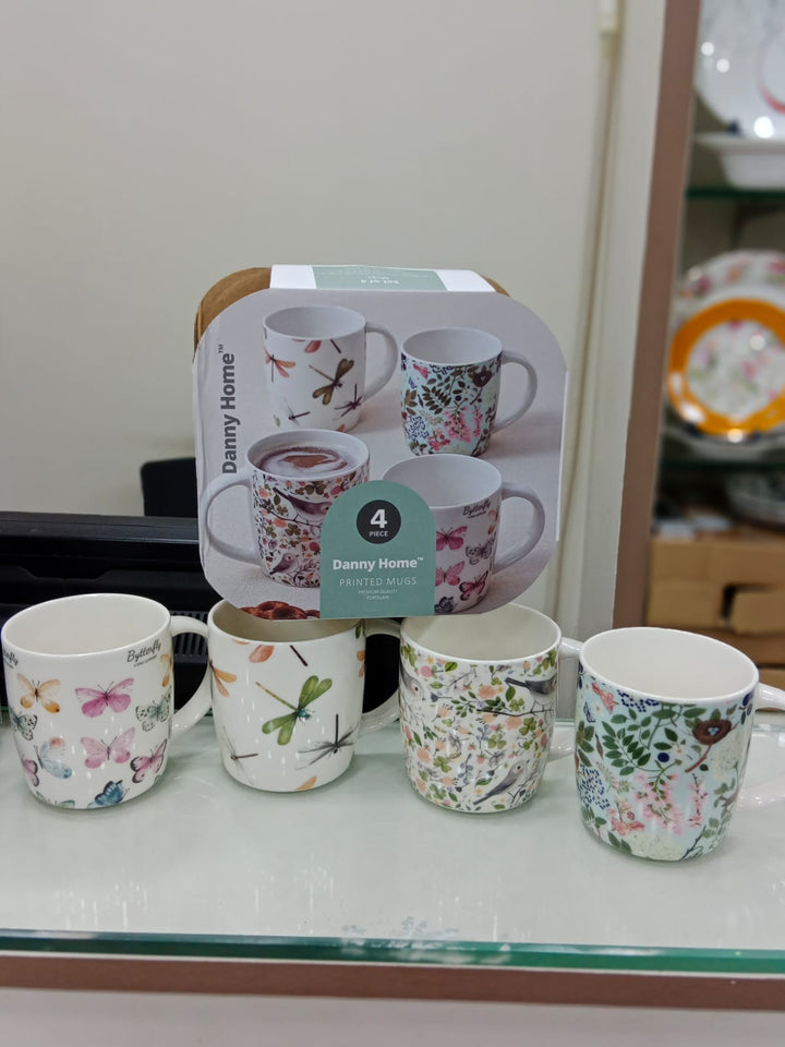 "Danny Home™  4 Pcs Floral Mugs"