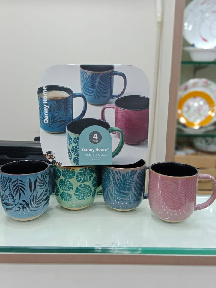 Danny Home™ 4 Pcs  Leaf Printed Mugs