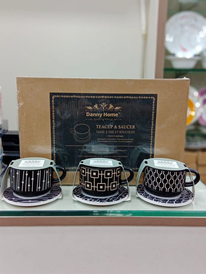 Danny Home™ Black Cup & Saucer Set, 3 Pcs"