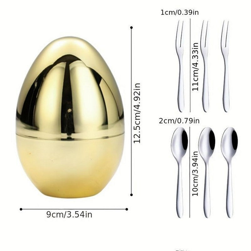 6 Pcs Luxury Gold Egg Shape Cutlery Holder