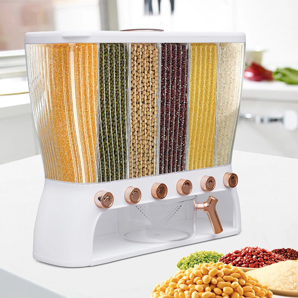 6 Compartment Cereal Dispenser Storage Organizer