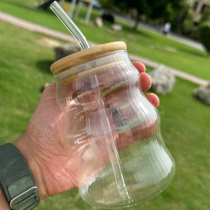 Glass Mug With Bamboo Glass And Straw