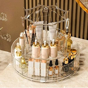 Acrylic 360 rotating cosmetic + jewellery organizer