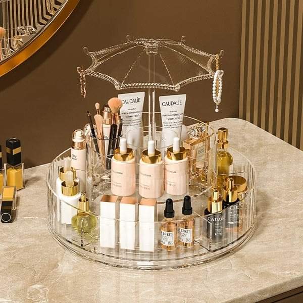 Acrylic 360 rotating cosmetic + jewellery organizer